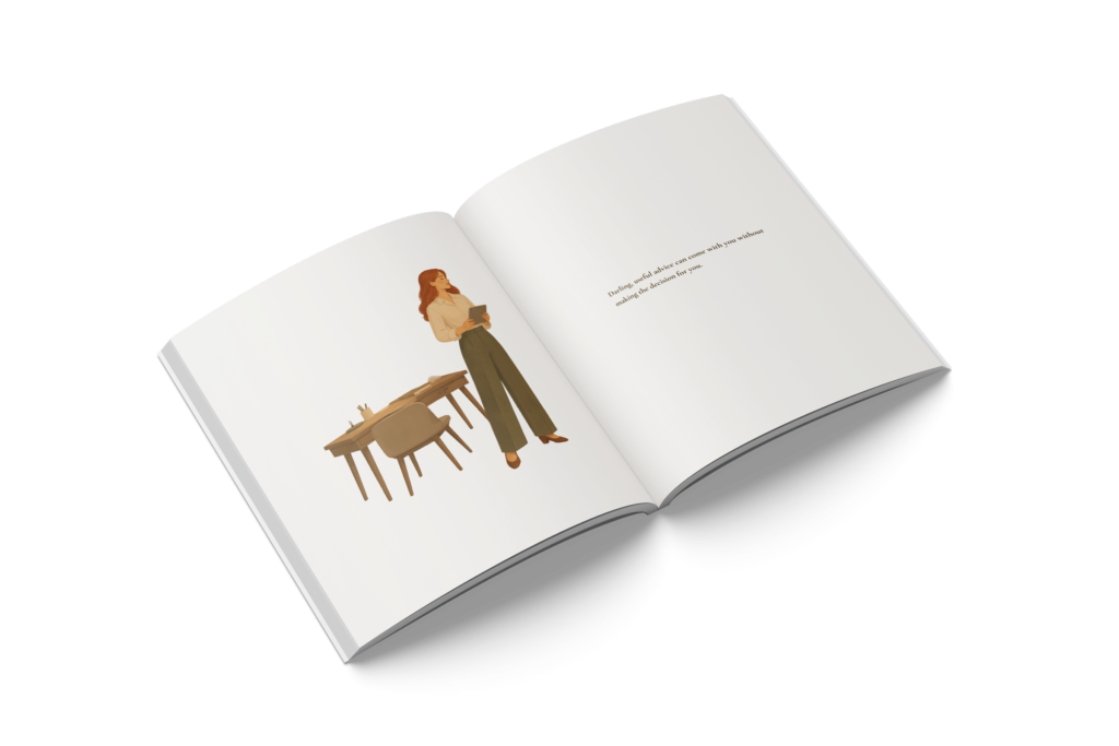 Open spread of the CHJ-02 journal, showing a colour illustration opposite a text snippet.