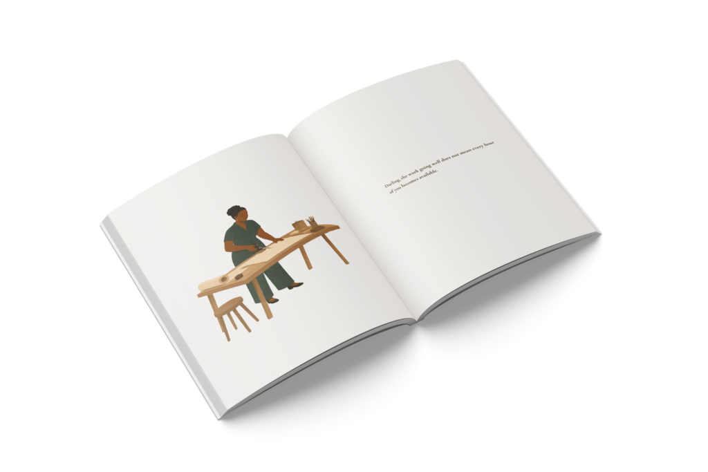 Open spread of the CHJ-03 journal, showing a colour illustration opposite a text snippet.