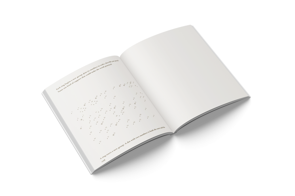 Open spread of the CHJ-03 journal, showing a full-page numbered connect-the-dots drawing.