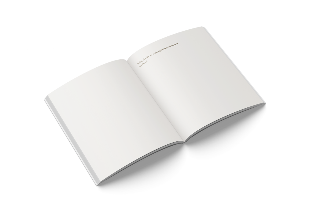 Open spread of the SHJ-01 journal, showing a text snippet and blank writing space.