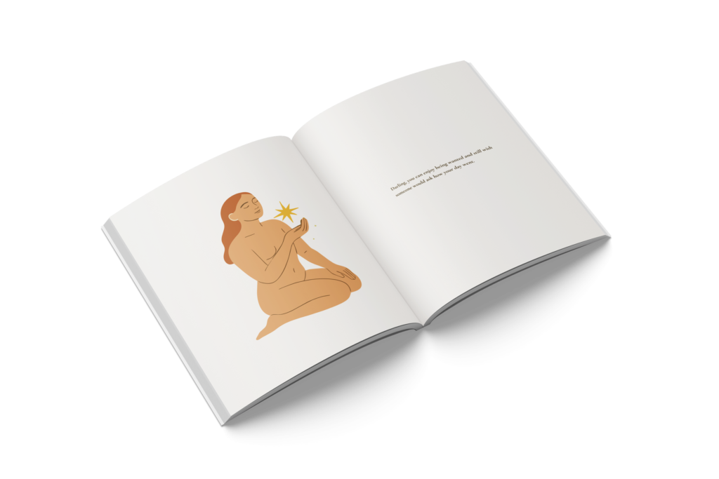 Open spread of the SHJ-02 journal, showing a colour illustration opposite a text snippet.