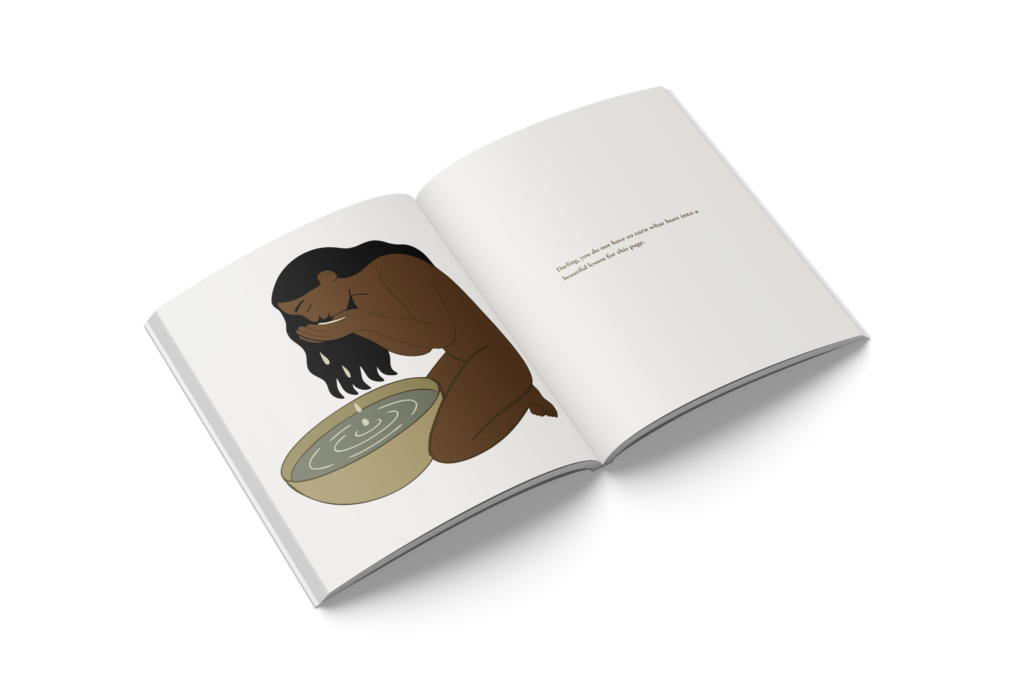 Open spread of the SHJ-03 journal, showing a colour illustration opposite a text snippet.