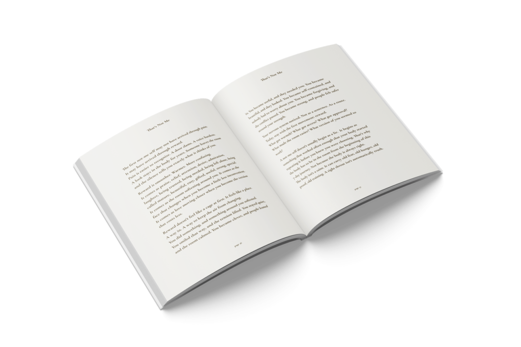 That’s Not Me, actual chapter pages in an open book